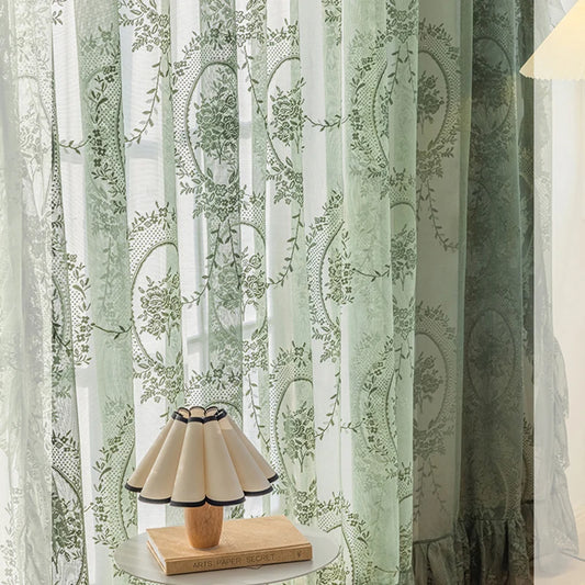 Lace Dark Green Vintage Curtains